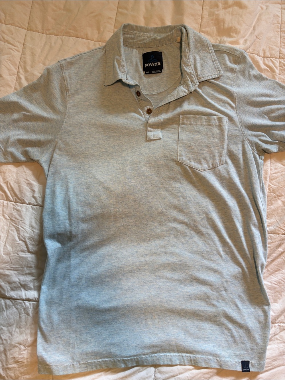 Prana Men's Pale Blue Short-Sleeve Pocket Polo